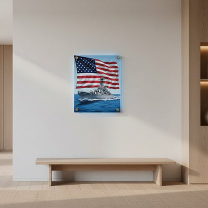 American Battleship Wall Art - Metal Print Decor for Nautical Enthusiasts