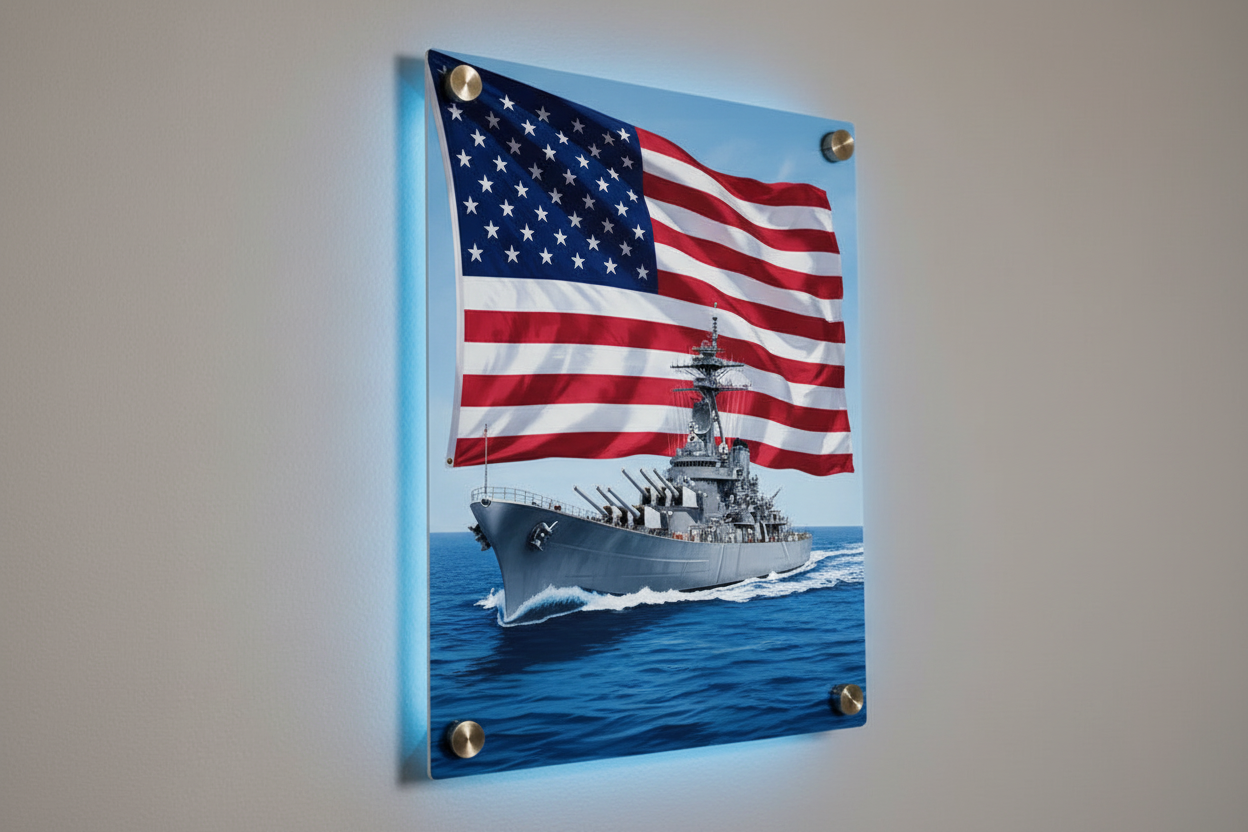 American Battleship Wall Art - Metal Print Decor for Nautical Enthusiasts