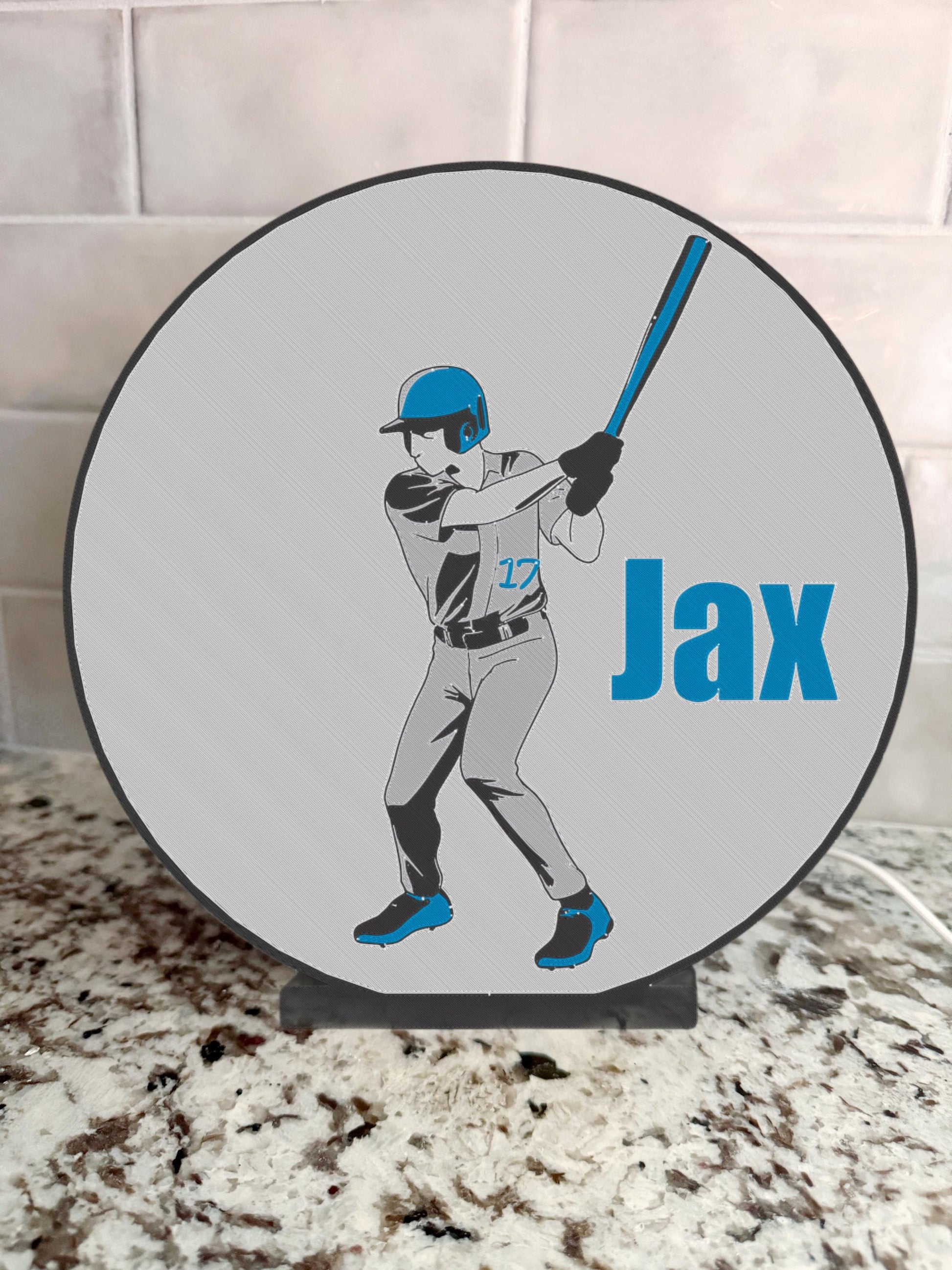 Customizable Baseball Player – 3D Printed Light Box with Name & Number - MadJax Prints