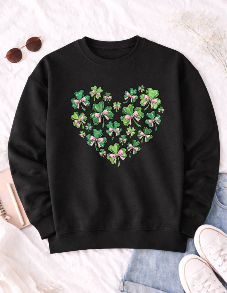 Clover Bow Heart St. Patrick's Day T-Shirt for Festive Celebrations