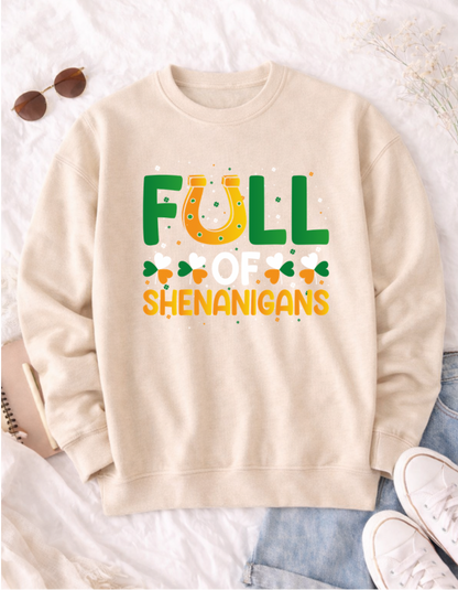 Full of Shenanigans St. Patrick's Day T-Shirt - Fun Green Tee for Festive Celebrations