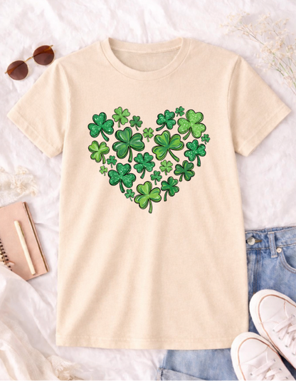 Clover Heart St. Patrick's Day T-Shirt for Luck and Festivity