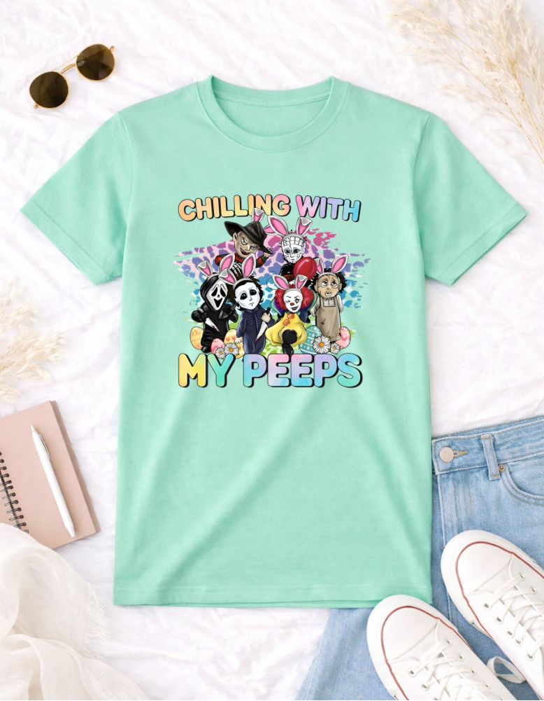 Horror Easter Shirt | Chilling With My Peeps Graphic Tee