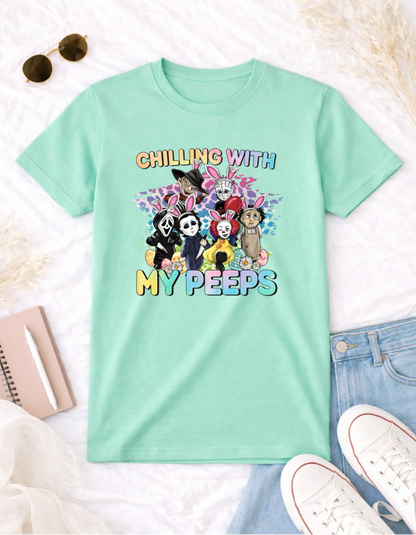 Horror Easter Shirt | Chilling With My Peeps Graphic Tee
