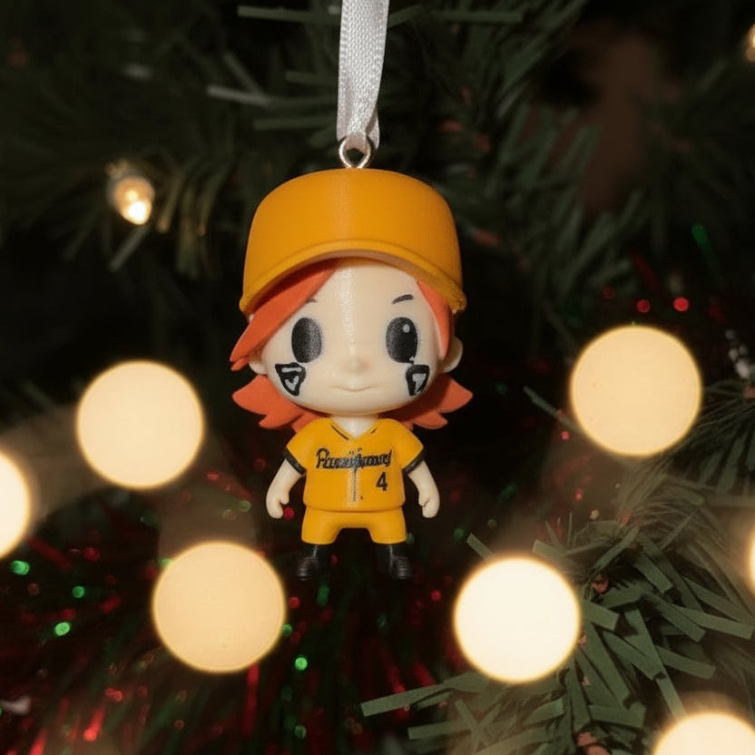 KJ Jackson 3D Printed Ornament | 1.5” Tall | Savannah Bananas Inspired Mini Figure | Baseball Fan Gift | Tree Decoration - MadJax Prints