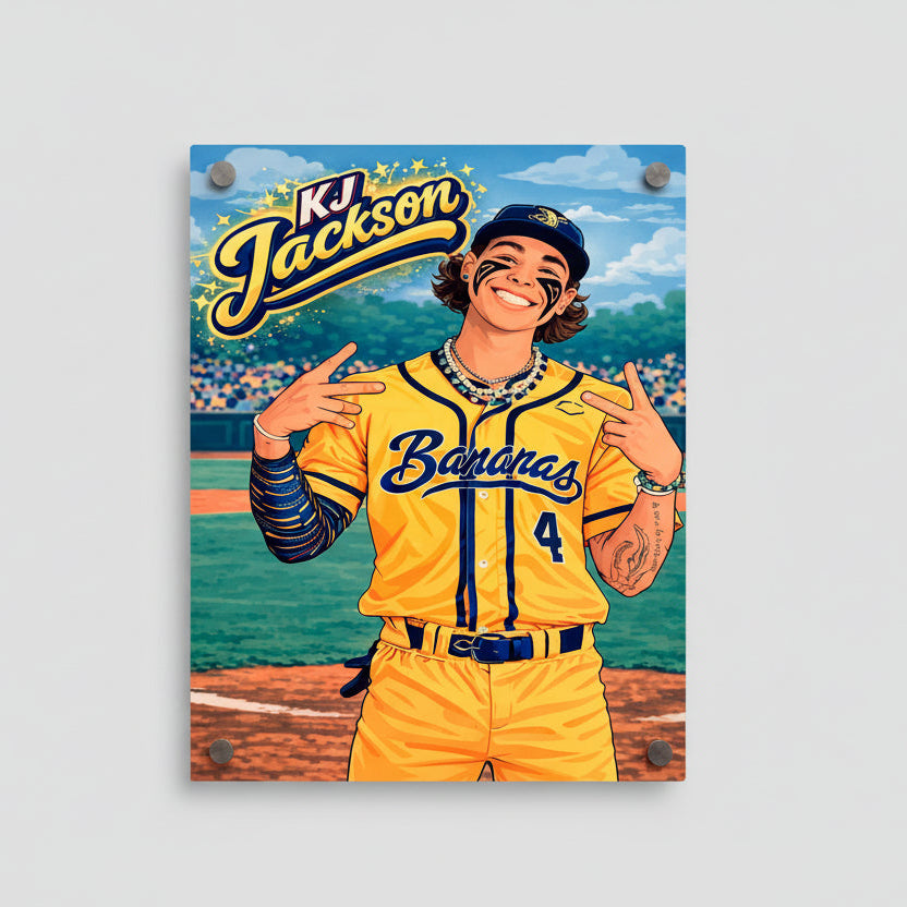 KJ Jackson Bananaball Aluminum Print - Baseball Wall Art - MadJax Prints