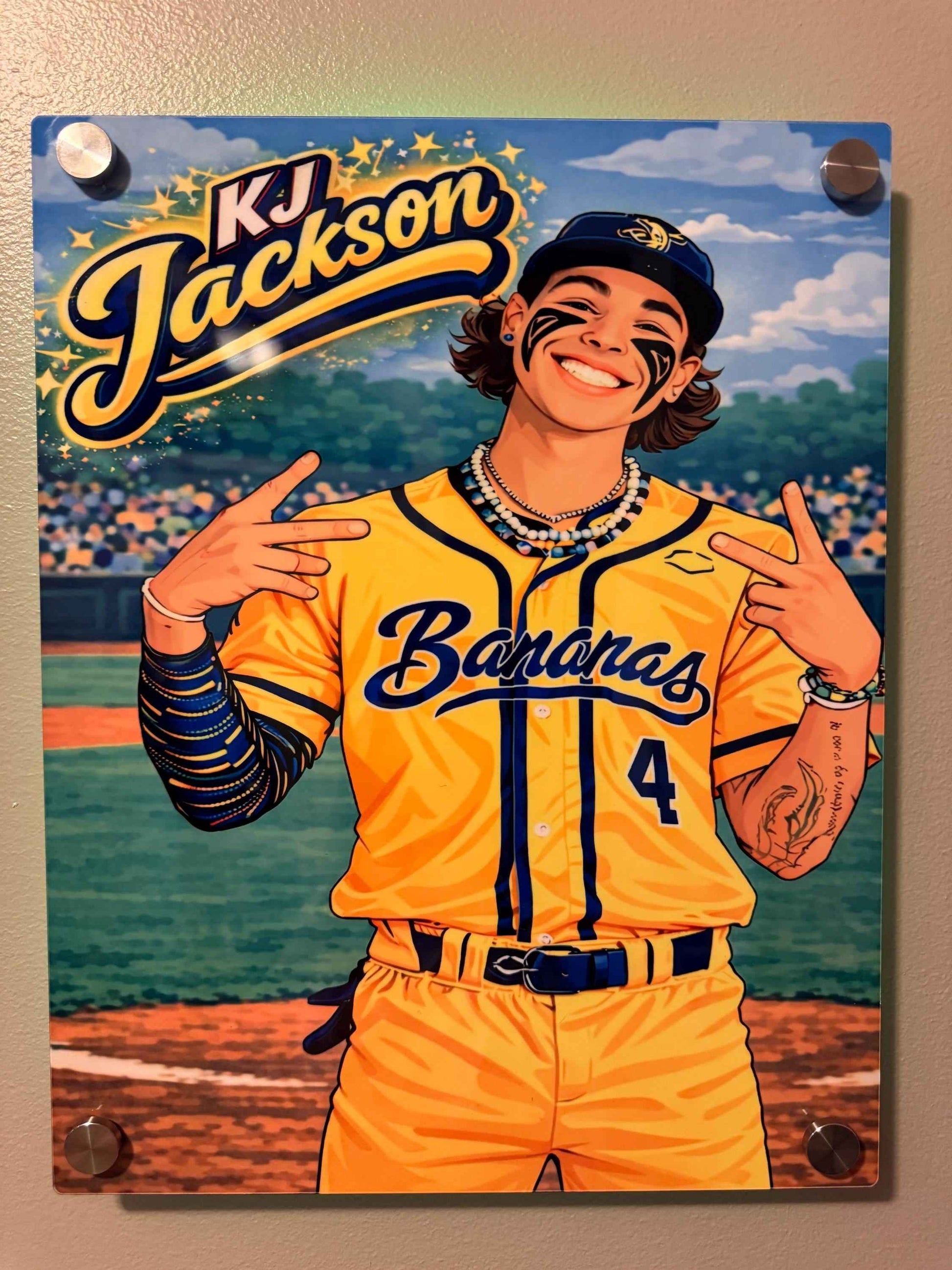 KJ Jackson Bananaball Aluminum Print - Baseball Wall Art - MadJax Prints