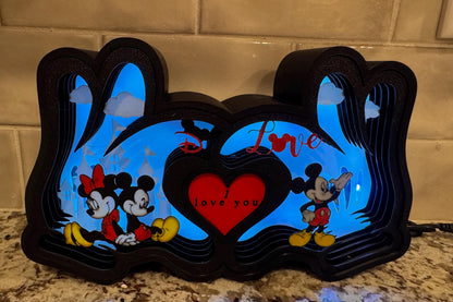 Magical Mouse 3D Light Box | LED Layered Night Light | Love You Heart Decor Gift - MadJax Prints