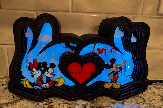 Magical Mouse 3D Light Box | LED Layered Night Light | Love You Heart Decor Gift - MadJax Prints
