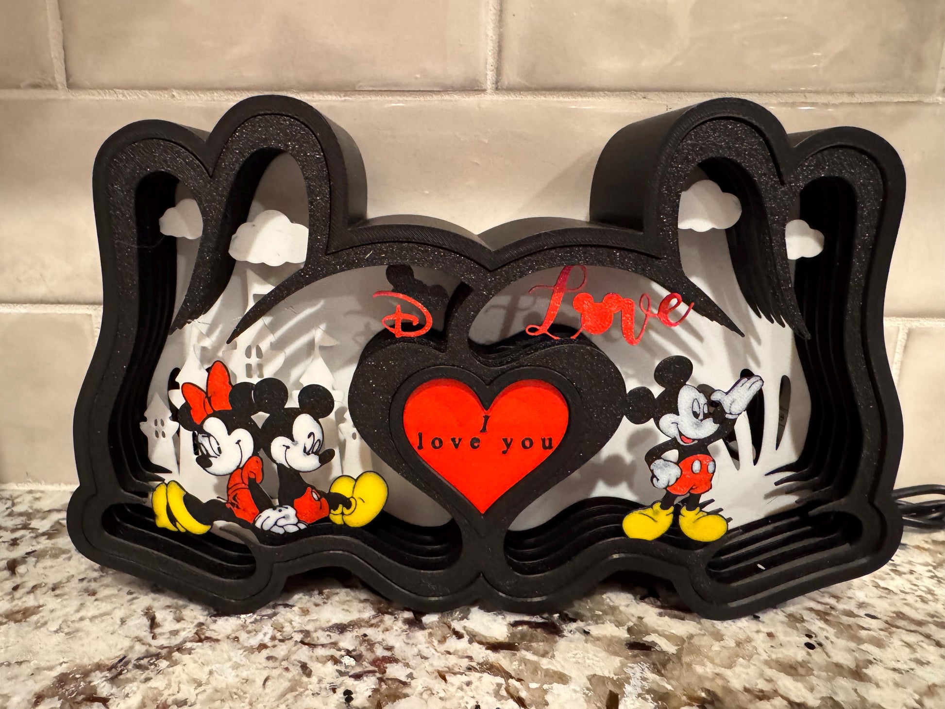 Magical Mouse 3D Light Box | LED Layered Night Light | Love You Heart Decor Gift - MadJax Prints