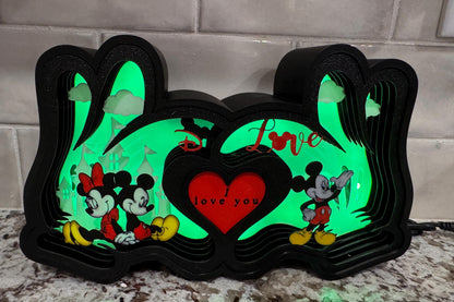 Magical Mouse 3D Light Box | LED Layered Night Light | Love You Heart Decor Gift - MadJax Prints