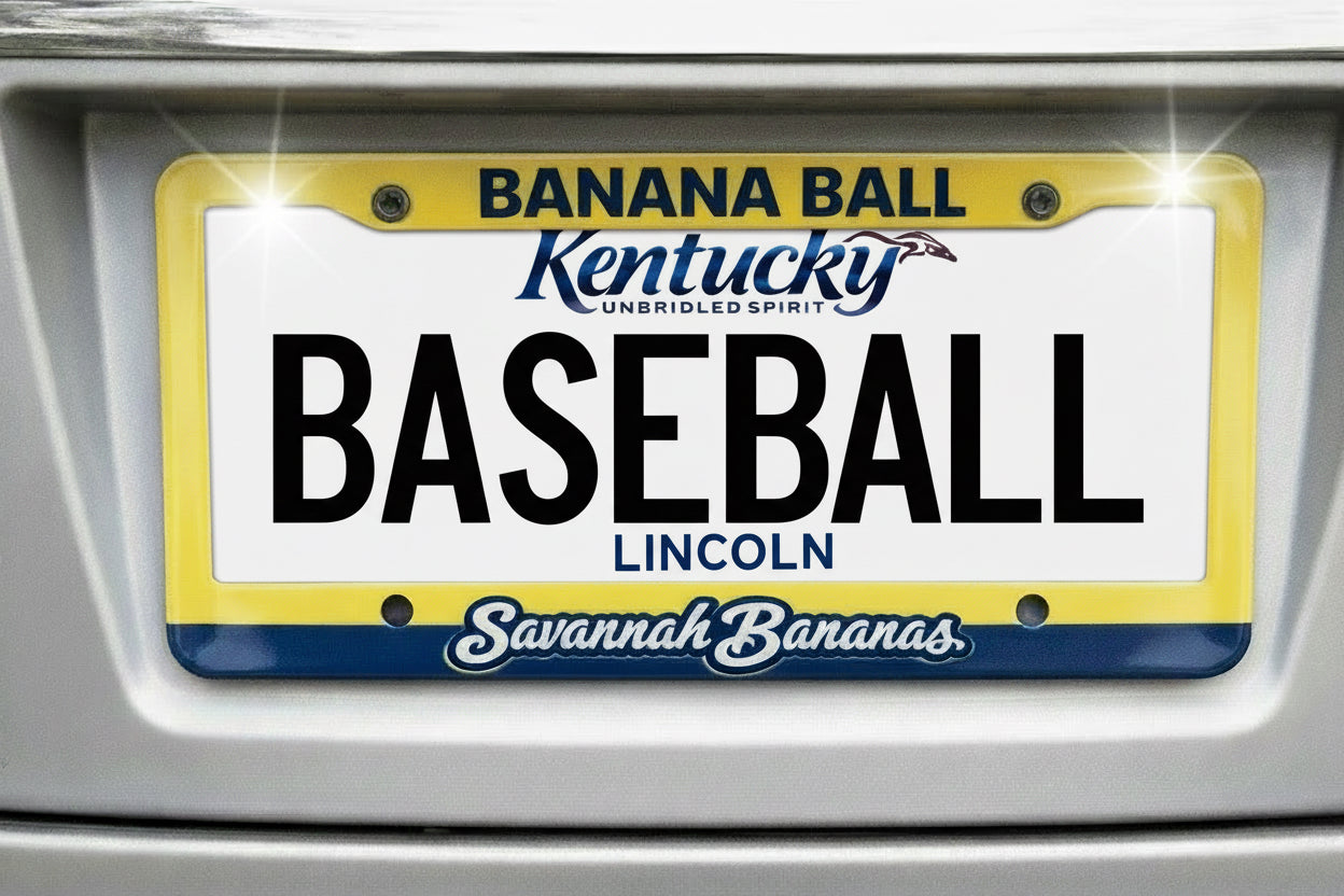 Banana Ball License Plate Frame with Glossy Sublimation Finish - Standard Size - MadJax Prints