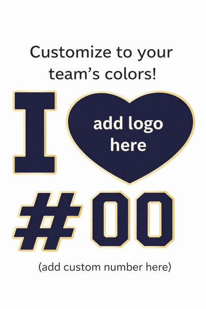 Custom “I Heart” Team Spirit Shirt | Personalized Number & Logo | Game Day Apparel | Sports Fan Tee