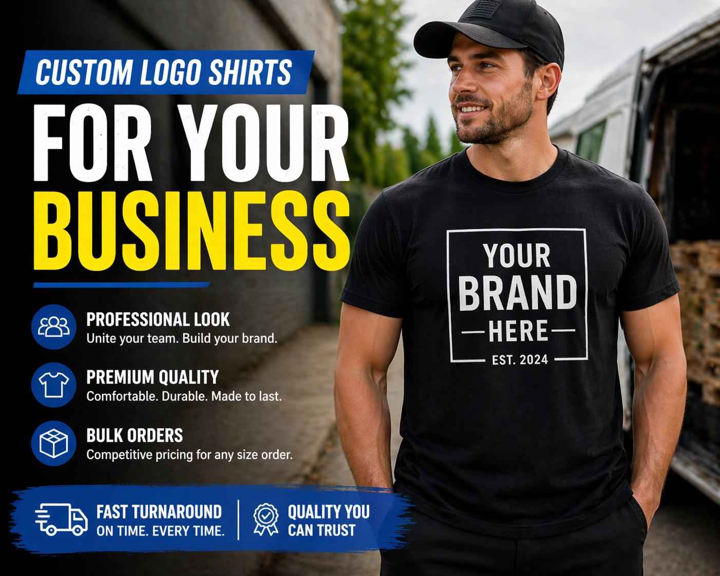 Custom logo shirts for business, company shirts, and team apparel