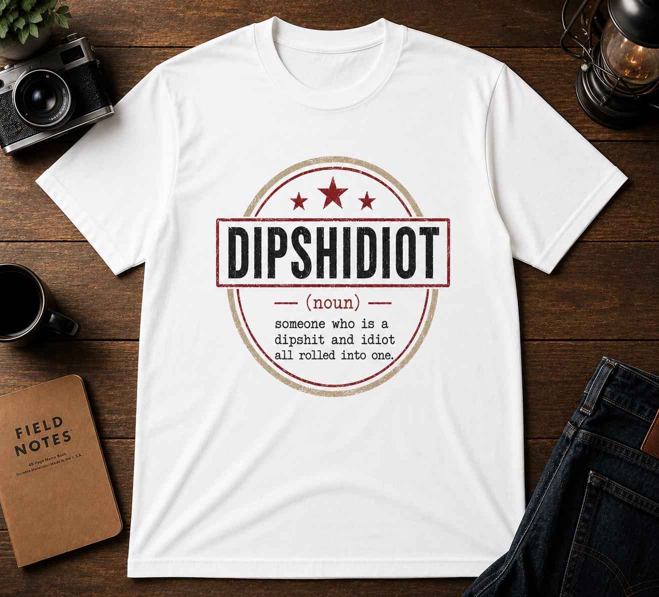 Dipshidiot Definition Shirt | Funny Phone Addiction Tee | Retro Meme Graphic | Sarcastic Humor