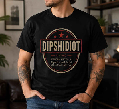 Dipshidiot Definition Shirt | Funny Phone Addiction Tee | Retro Meme Graphic | Sarcastic Humor