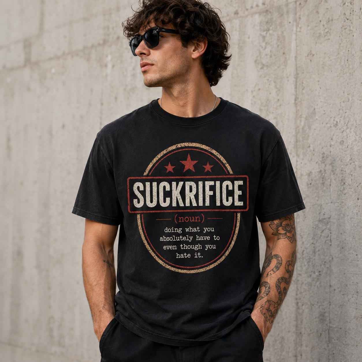 Suckrifice Definition Shirt, Retro Vintage Humor Graphic Tee