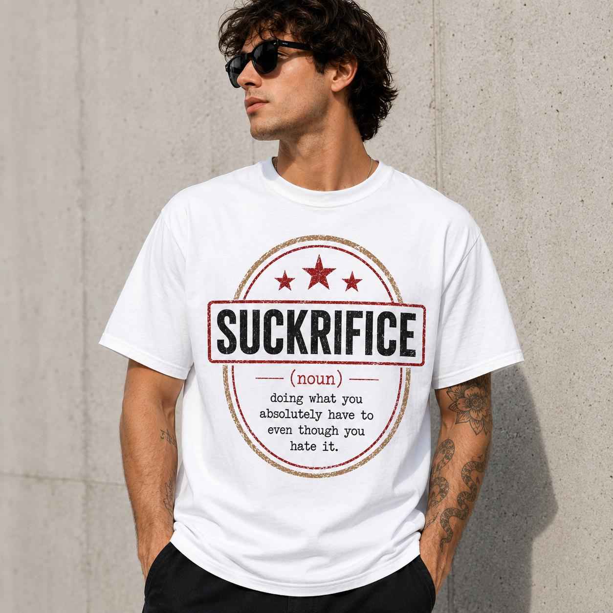 Suckrifice Definition Shirt, Retro Vintage Humor Graphic Tee