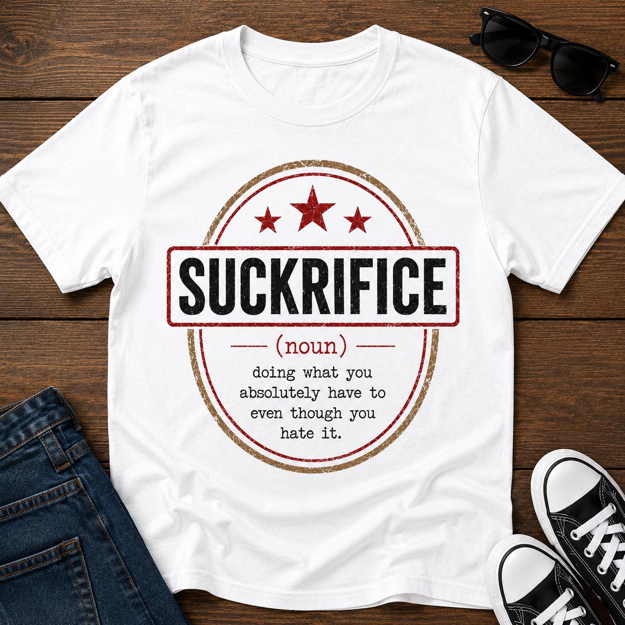 Suckrifice Definition Shirt, Retro Vintage Humor Graphic Tee