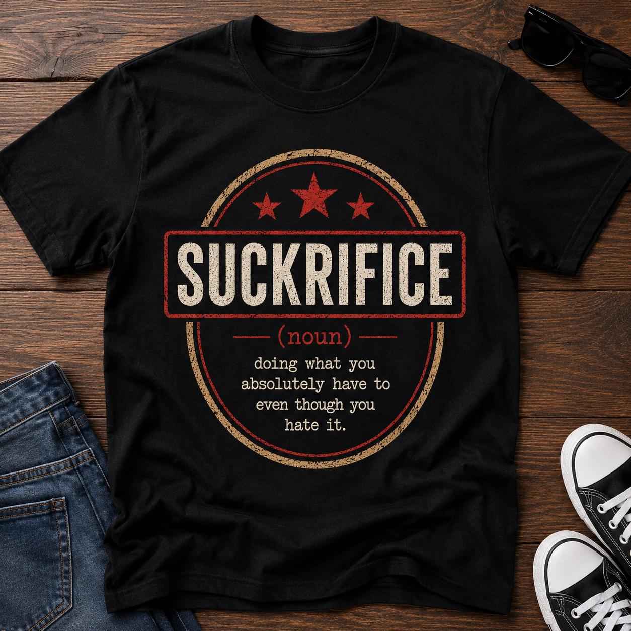 Suckrifice Definition Shirt, Retro Vintage Humor Graphic Tee