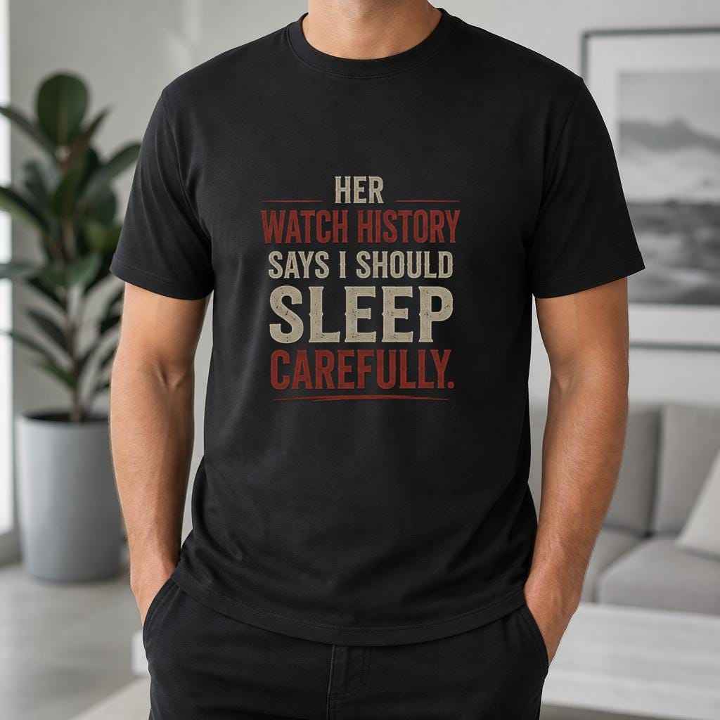 True Crime Shirt, Her Watch History Says Sleep Carefully, Dark Humor Tee