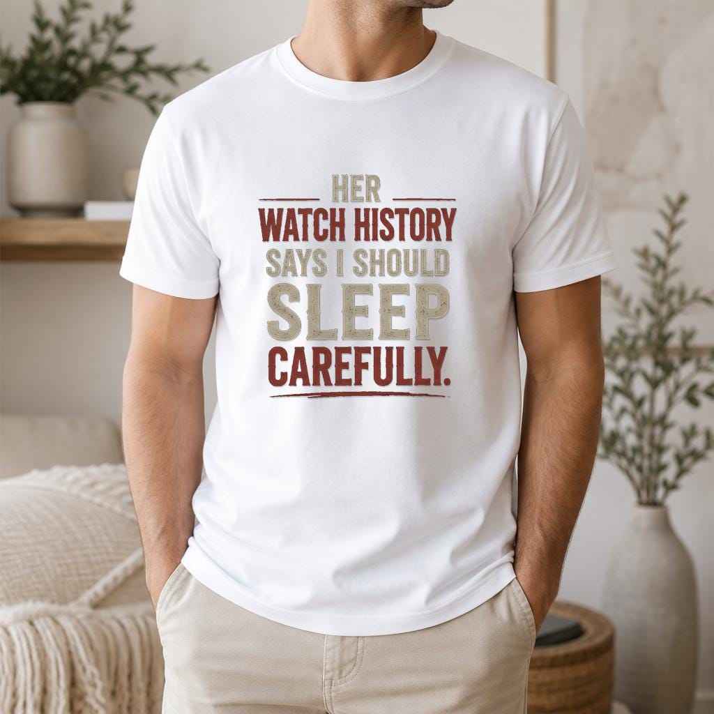 True Crime Shirt, Her Watch History Says Sleep Carefully, Dark Humor Tee