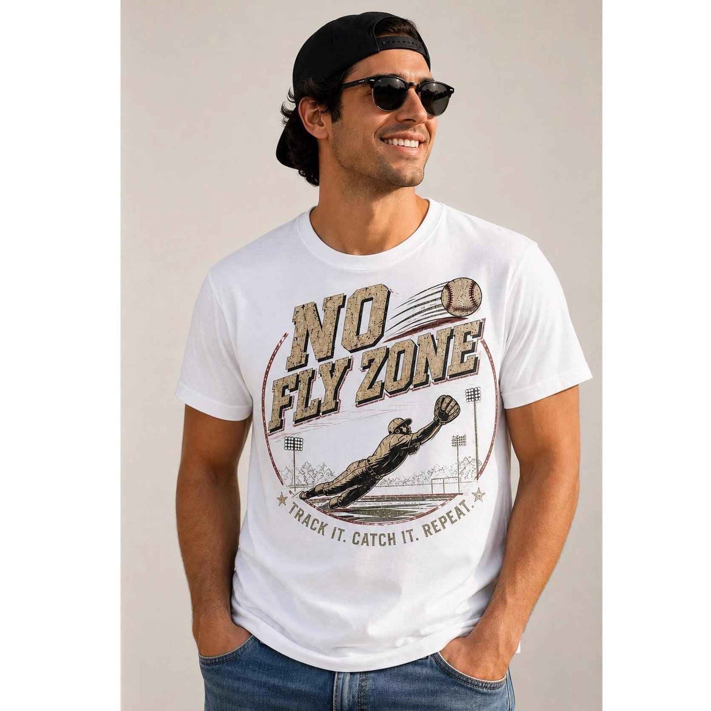 No Fly Zone Baseball Catcher Graphic Tee, Game Day Sports Shirt