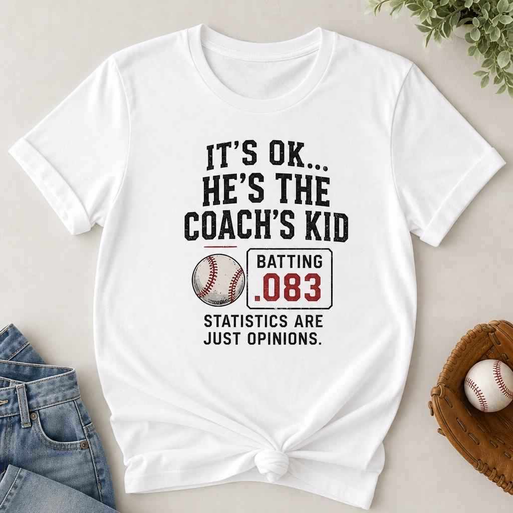 Coach's Kid Baseball Shirt, Funny Batting .083 Tee, Daddy Ball Sports Parent Gift