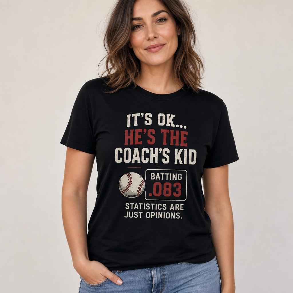 Coach's Kid Baseball Shirt, Funny Batting .083 Tee, Daddy Ball Sports Parent Gift