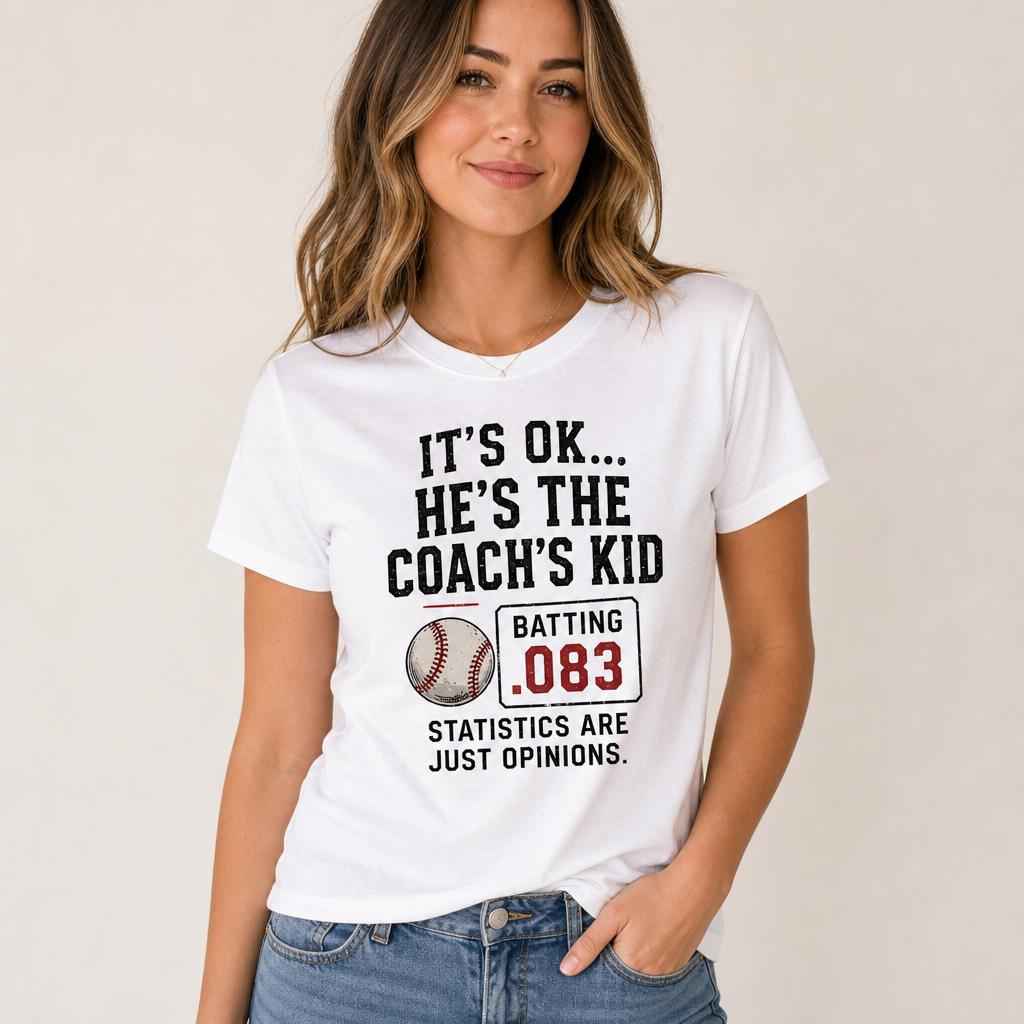 Coach's Kid Baseball Shirt, Funny Batting .083 Tee, Daddy Ball Sports Parent Gift