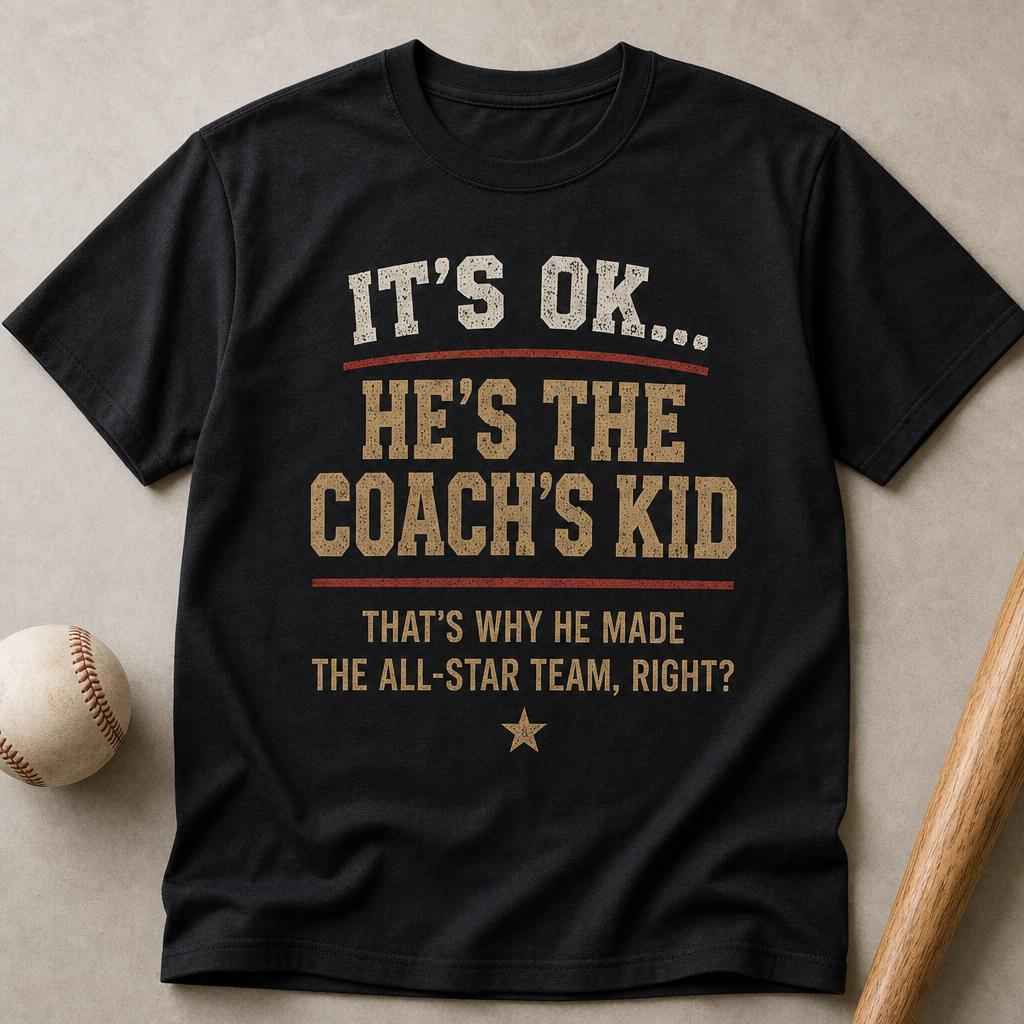 Coach's Kid Baseball Shirt, Funny Sports Parent Tee, Game Day Apparel